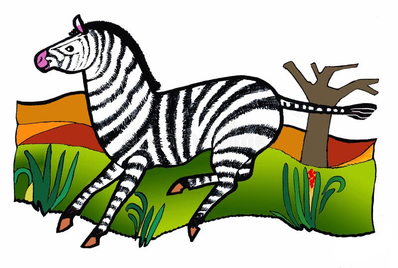 Zebra em revestimento listrado, livro de coloração