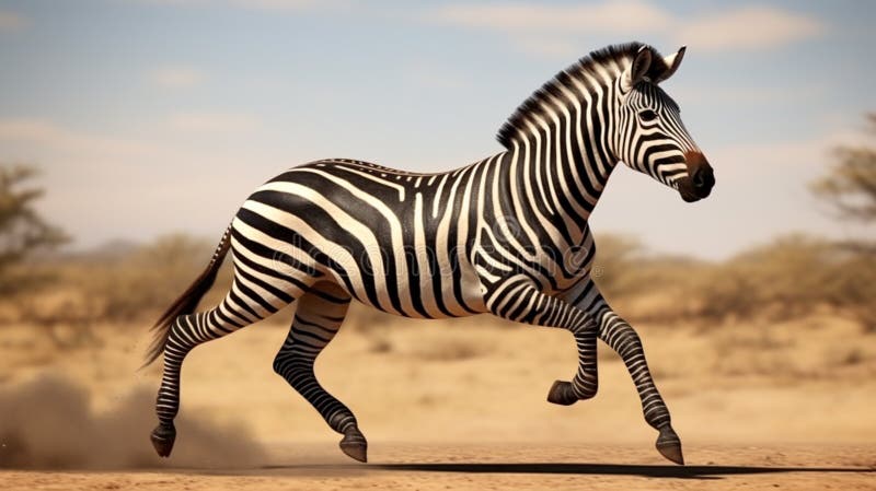 Zebra equus burchells som kör och hoppar. ai generative vektor illustrationer