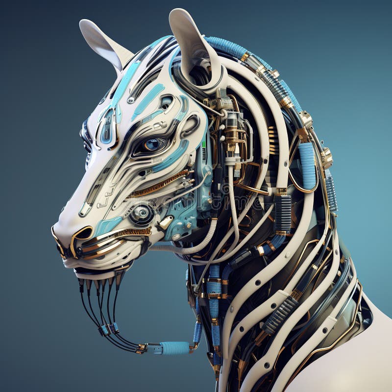 An zebra head that is a futuristic machine of the future world. Wildlife Animals. Illustration, Generative AI vector illustration