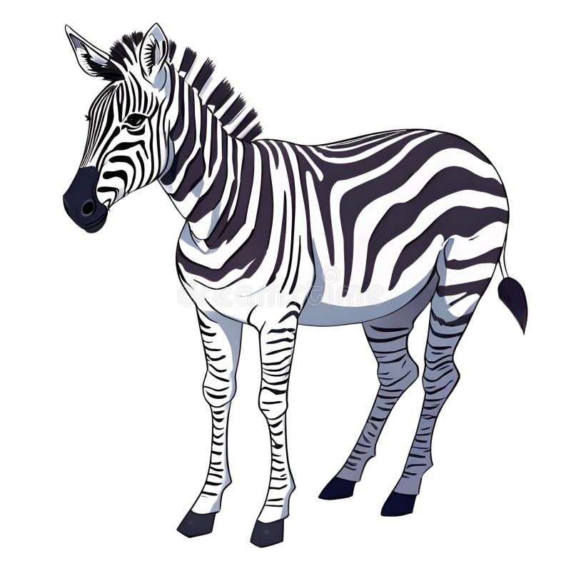 Zebra izolowana na białej ścieżce przycinającej tło ilustracja wektor