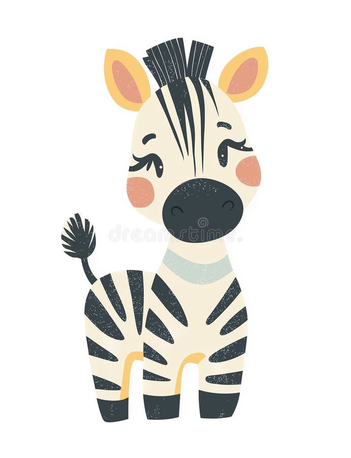 Zebra izolowana na białym tle ilustracji w stylu skandynawskim ilustracja wektor