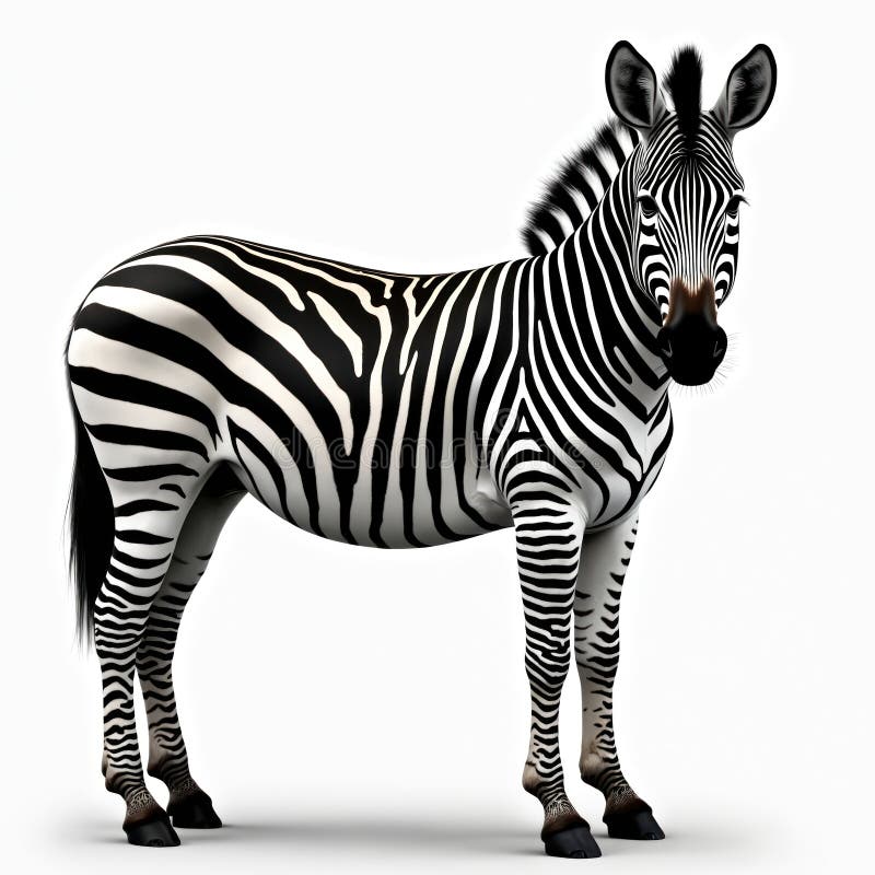 Zebra izolowana na przezroczystym tle. Rozerwany afrykański ssak stojący patrząc na kamerę. Safari dzikie zwierzę z royalty ilustracja