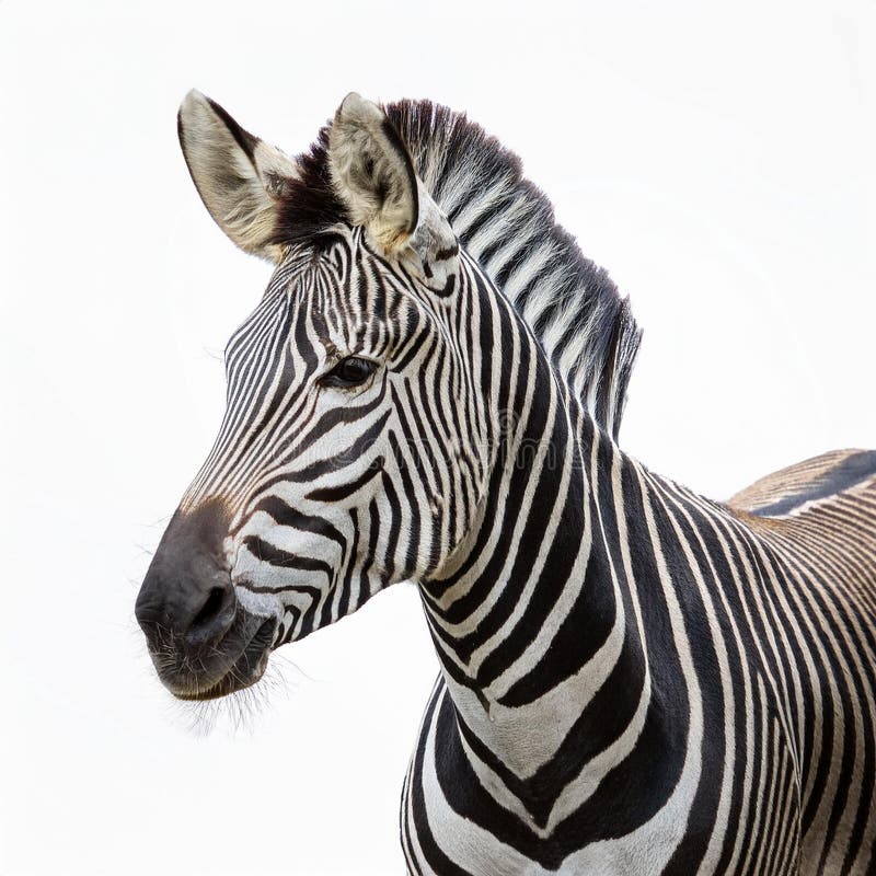 Zebra odizolowana na białym tle. obraz wygenerowany przez algorytm