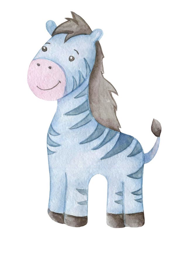 Zebra odizolowywająca na białym tle akwarela ilustracji