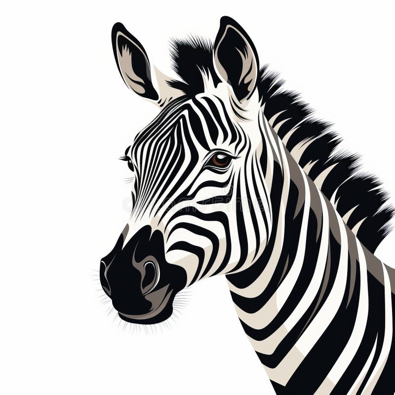 Subtle Zebra Head Vector Illustration with Uhd Image Quality Stock
