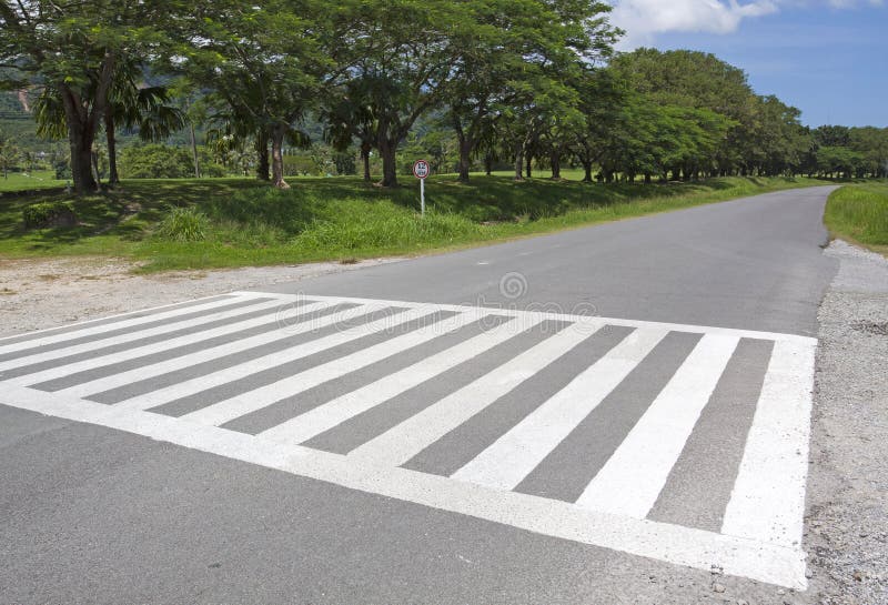 Zebra traffic walk way, cross way with blue sky