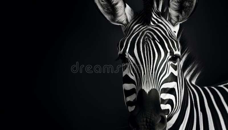 Zebra w afryce piękna elegancja paskowa w monochromie generowana przez ai. Zebra w afryce piękna elegancja paskowa w monochromie generowana przez sztuczną inteligencję ai