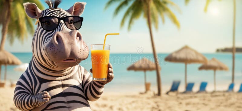Zebră ciudată în ochelari de soare. Concept de vacanță vector illustration