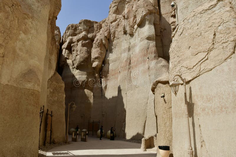 Zeer aantrekkelijke plaats aan reis naar de Al Qarah-bergen stock afbeelding Zeer aantrekkelijke plaats aan reis naar de Al Qarah-bergen stock afbeelding
