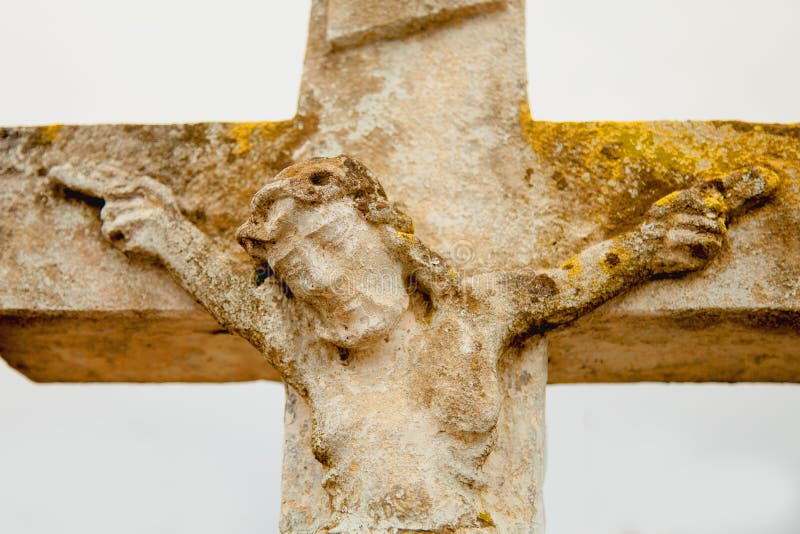 Zeer oud beeld van het kruisbeeld van jesuskrist royalty-vrije stock foto's