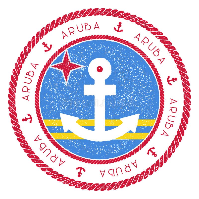 Zeevaartreiszegel met de Vlag en het Anker van Aruba royalty-vrije illustratie Zeevaartreiszegel met de Vlag en het Anker van Aruba royalty-vrije illustratie