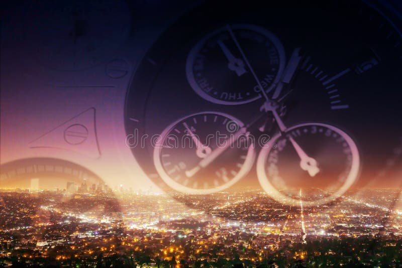 Zegarek na miasta tle obraz stock