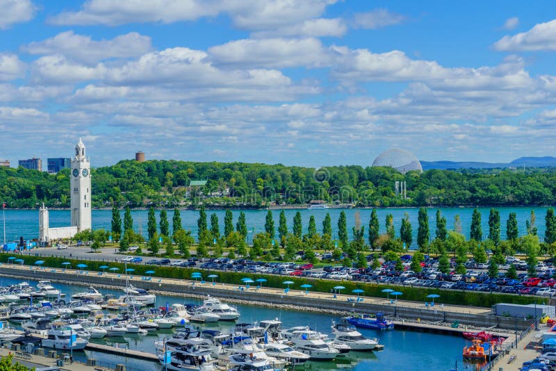 Zegarowy wierza i stary port, Montreal fotografia royalty free Zegarowy wierza i stary port, Montreal fotografia royalty free
