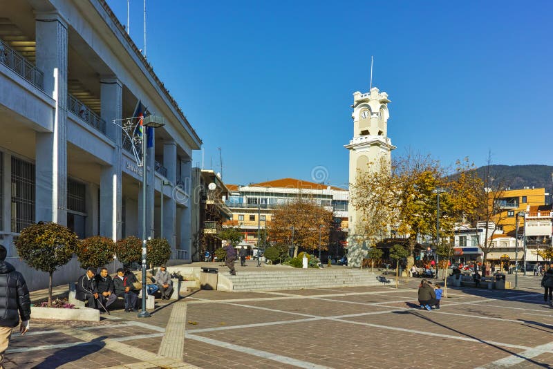 Zegarowy wierza w centrum miasteczko Xanthi, Grecja obrazy stock Zegarowy wierza w centrum miasteczko Xanthi, Grecja obrazy stock