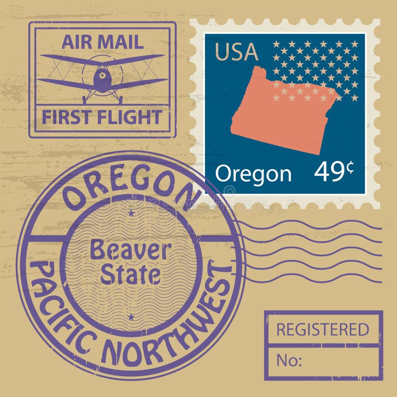 Zegel met naam van Oregon wordt geplaatst dat royalty-vrije illustratie Zegel met naam van Oregon wordt geplaatst dat royalty-vrije illustratie