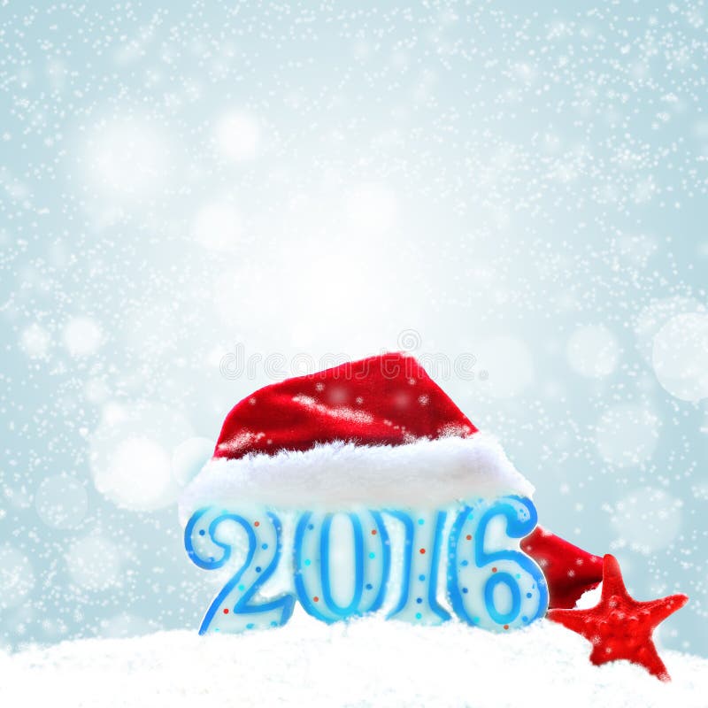 Zeichen des neuen Jahres 2016 mit Santa Claus-Hut lizenzfreie stockbilder Zeichen des neuen Jahres 2016 mit Santa Claus-Hut lizenzfreie stockbilder