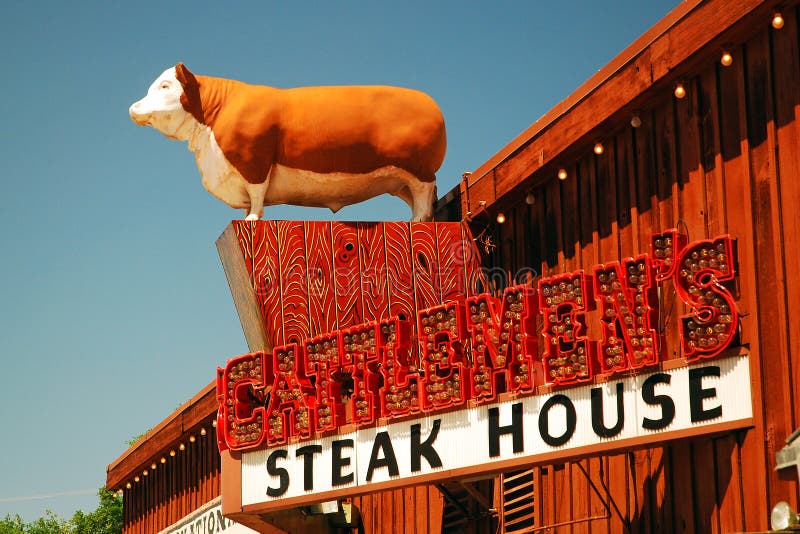 Zeichen für das Steak der Cattlemens, Ft Wert, TX stockbilder Zeichen für das Steak der Cattlemens, Ft Wert, TX stockbilder