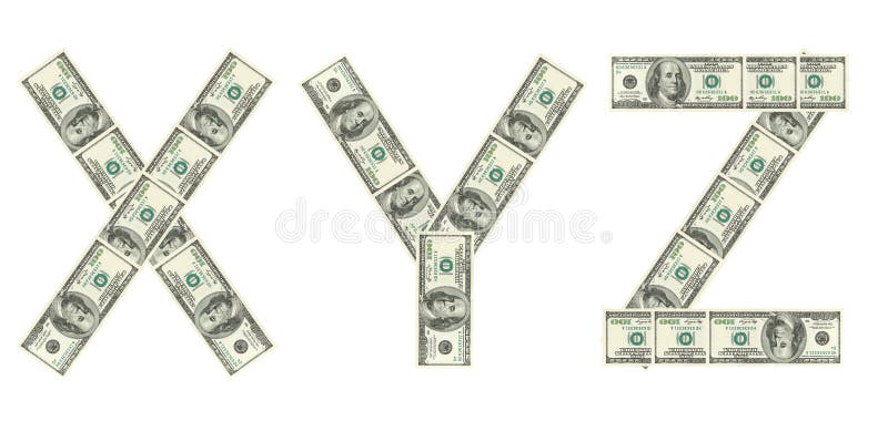 Zeichen X, Y, Z gebildet von den Dollar