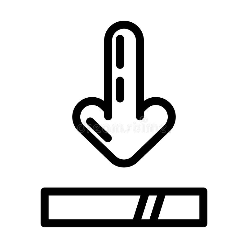 Zeichenkartenzeige für das Zeichensymbol der Zeile. Pfeilzeiger-Lade-Prozess-Zeilensymbol. Pfeilzeigezeichen. Einzelkontursymbol schwarz