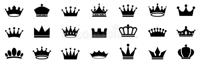 Zeichensatz Symbole Sammlung verschiedene Kronenzeichen Silhouette Kronensymbol lizenzfreie abbildung