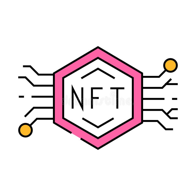 Zeichentrickfarbensymbole in nicht fungiblen Token lizenzfreie abbildung