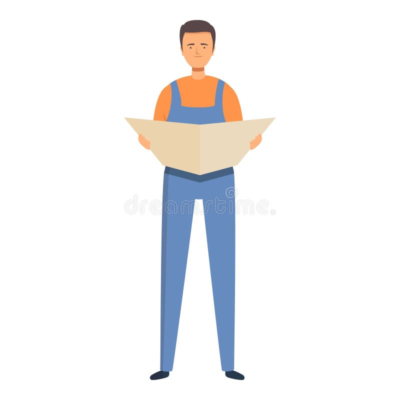 Carpenter reading furniture instruction icon cartoon vector. Domestic fitting. Person mounting. Carpenter reading furniture instruction icon cartoon vector. Domestic fitting. Person mounting