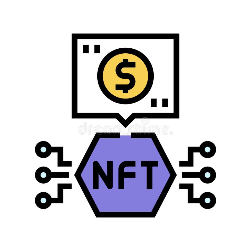 Zeichnet nicht fungible Token Farbe Symbol Vektor Abbildung lizenzfreie abbildung