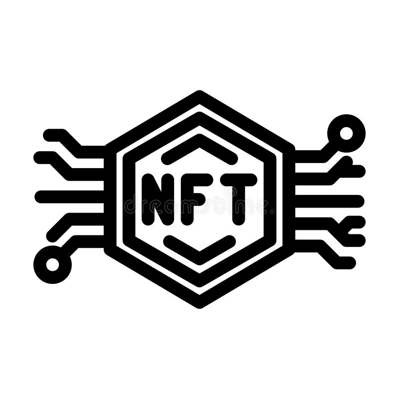 Zeichnet nicht fungible Token Linie Symbol Vektorbild vektor abbildung