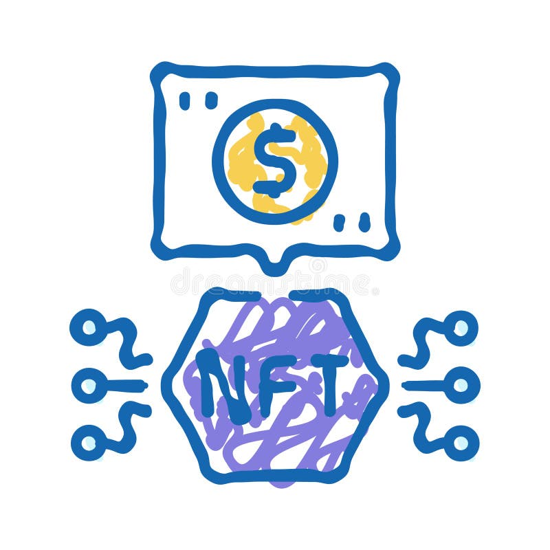 Zeichnet nicht fungible Token Symbol doodle Abbildung vektor abbildung