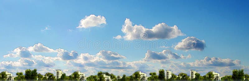 Zeichnungs-Aquarell Stadtbild und Himmel lizenzfreies stockbild Zeichnungs-Aquarell Stadtbild und Himmel lizenzfreies stockbild