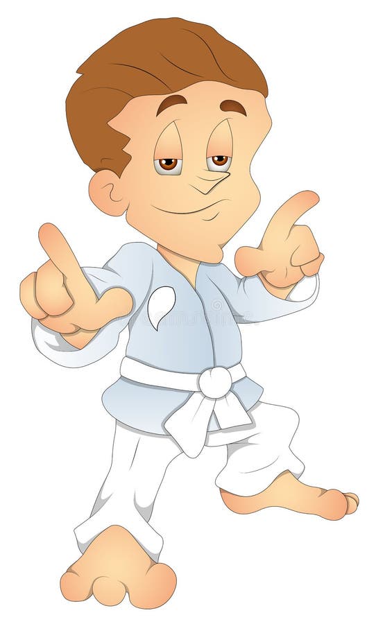 Karate Kid - Karikatur-Charakter-vektorillustration lizenzfreie abbildung Karate Kid - Karikatur-Charakter-vektorillustration lizenzfreie abbildung