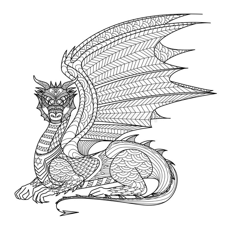 Zeichnungsdrache für Malbuch lizenzfreie abbildung