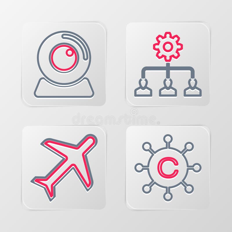 Zeilendokumentation von Netzwerkebene Lead Management und Webkamera-Symbol. Vektor lizenzfreie abbildung