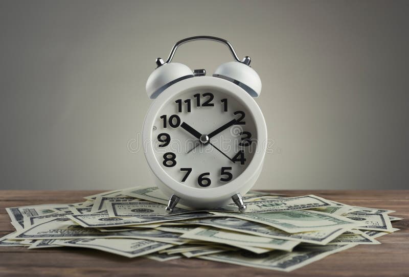 Time is money concept with clock and dollars. Time is money concept with clock and dollars