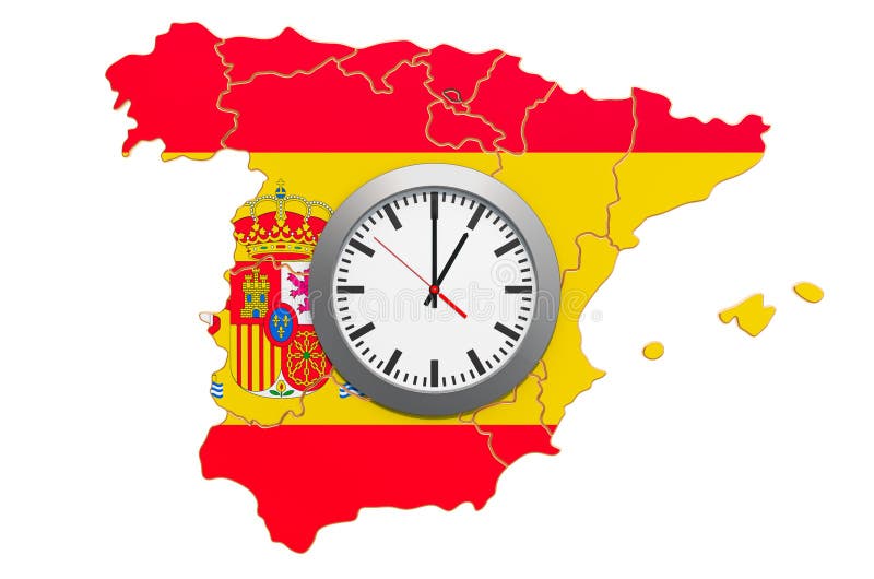 Zeit Zonen in Spanien Konzept Wiedergabe 3d Stock Abbildung