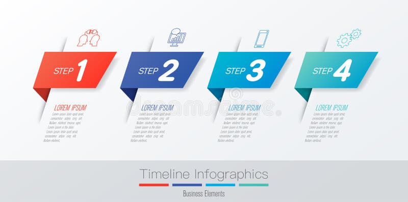 Zeitachse infographics Entwurfsvektor- und -marketing-Ikonen, Gesch?ftskonzept mit 4 Wahlen, Schritte oder Prozesse