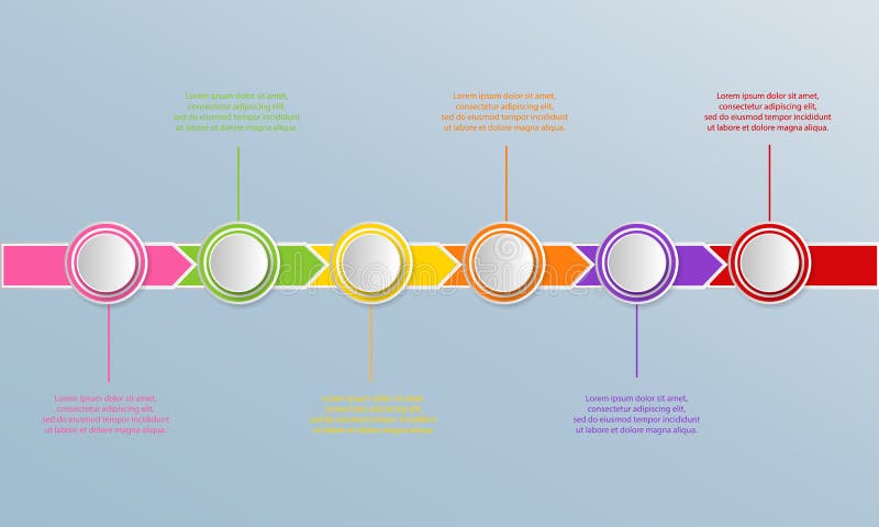 Zeitachse infographics Schablone mit Pfeilen, Flussdiagramm, Arbeitsfluß lizenzfreie abbildung Zeitachse infographics Schablone mit Pfeilen, Flussdiagramm, Arbeitsfluß lizenzfreie abbildung