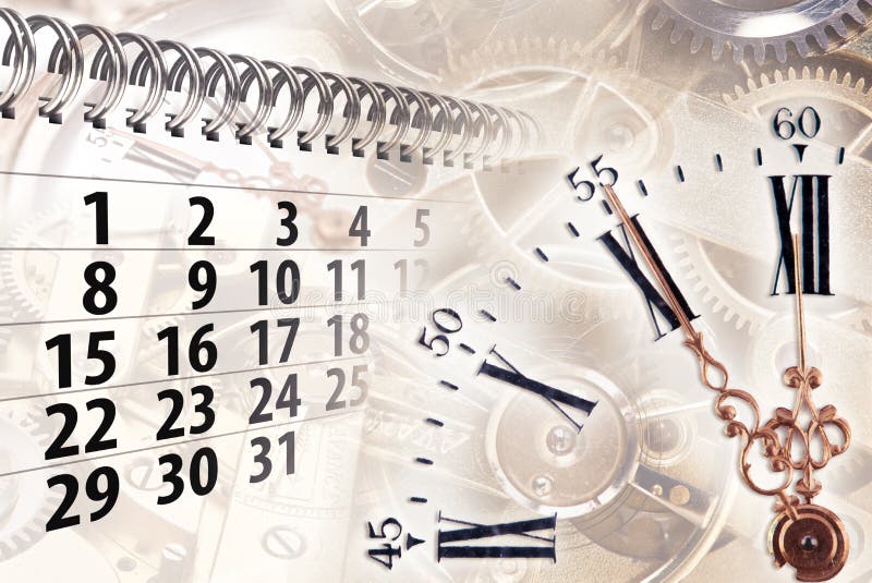 Zeitkonzept mit Uhr und Kalender stockbilder Zeitkonzept mit Uhr und Kalender stockbilder