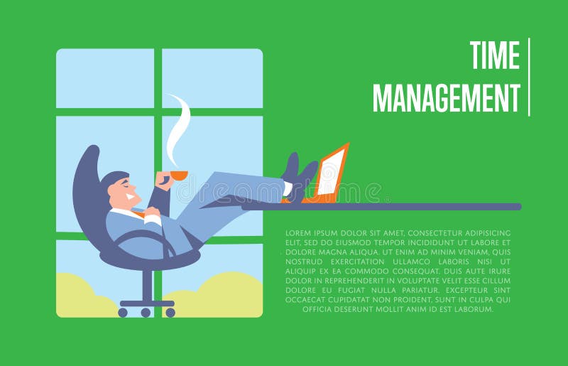 Zeitmanagementfahne mit Geschäftsmann stock abbildung Zeitmanagementfahne mit Geschäftsmann stock abbildung
