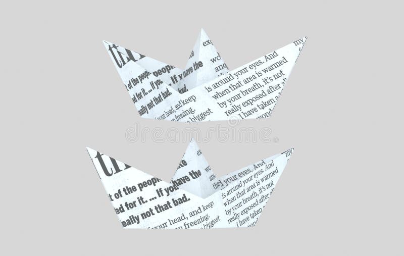 Zeitung Papier-boatt illustrationWhite 3d Papierboot stockfotos Zeitung Papier-boatt illustrationWhite 3d Papierboot stockfotos