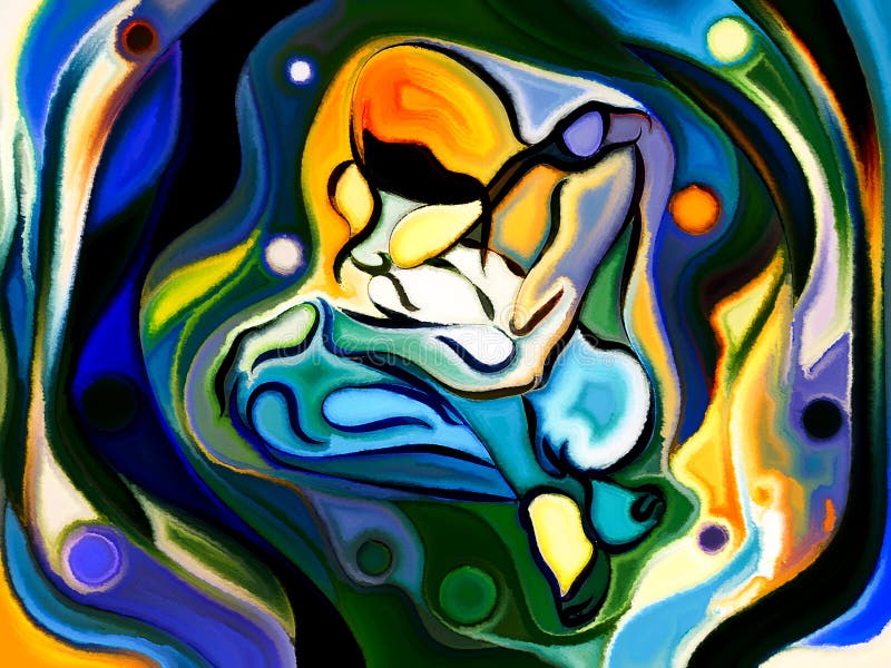 Self and Being series. Composition of human figure, curves and colors on the subject of dream, mind, art and human existence. Self and Being series. Composition of human figure, curves and colors on the subject of dream, mind, art and human existence