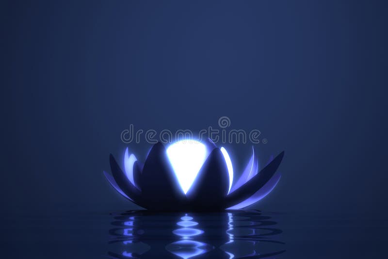 Zen Flower Lotus with Glowing Sphere Stock Illustration Illustration