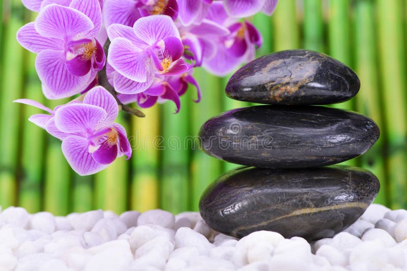 Zen garden with stacked stones