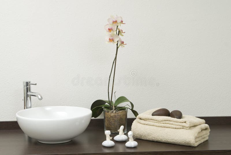 Zen scene with towels and stones