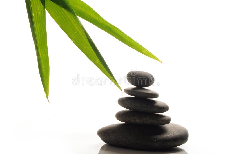 Zen stones with bamboo leaf royalty free stock photo Zen stones with bamboo leaf royalty free stock photo