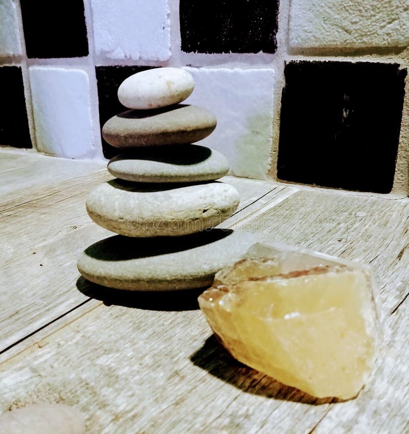 Bath Crystals and Balanced Zen Stones Stock Image Image of bath