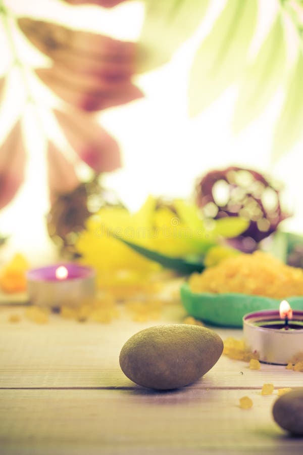 Zen stones scented candle wooden background stock photo Zen stones scented candle wooden background stock photo