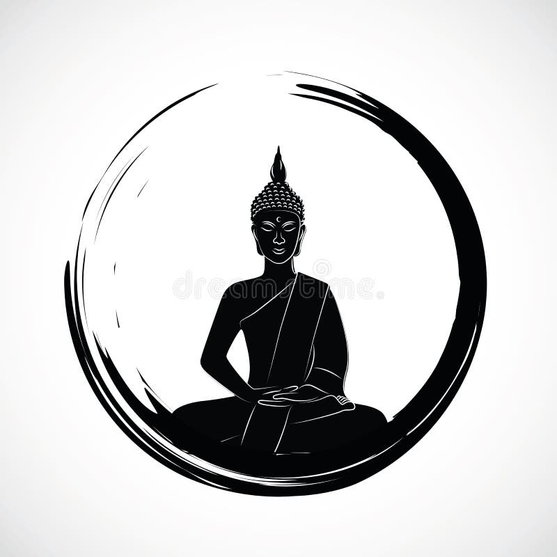 Zencirkel met het silhouet van meditatieboedha royalty-vrije illustratie Zencirkel met het silhouet van meditatieboedha royalty-vrije illustratie