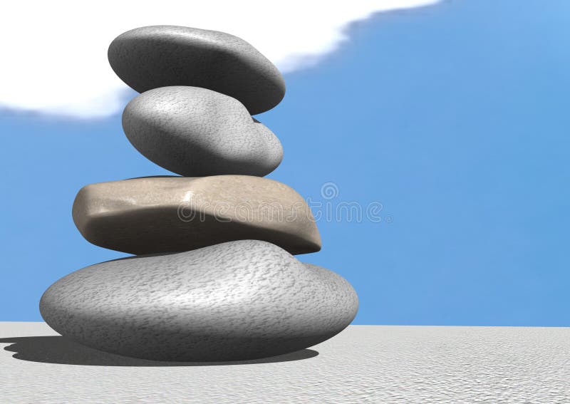 3d rendering of a pile of zen stones. 3d rendering of a pile of zen stones