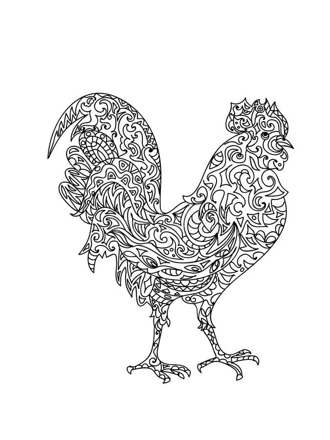 Zentangle de coq illustration stock Zentangle de coq illustration stock